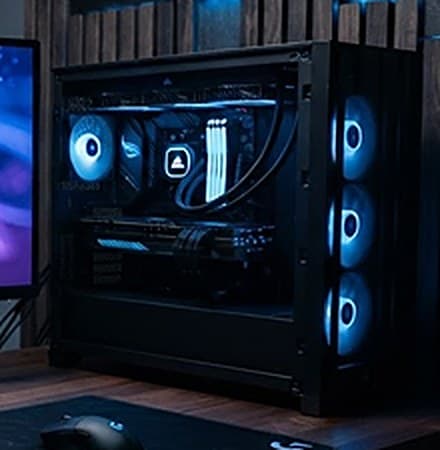 Vektor Core G5 med glassside og blå vifter
