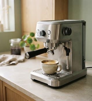 Espressomaskin på kjøkkenbenken